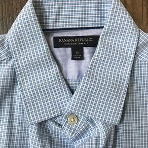 Banana Republic Blue White Checkered Dress Shirt